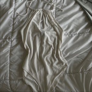 White Halter Keyhole Bodysuit